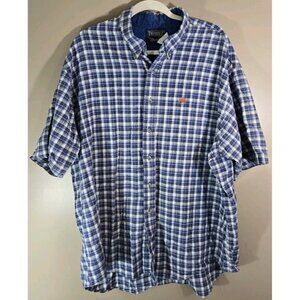 Vtg Twenty X by Wrangler Blue & White Checkered Plaid Button Down Short, XXL